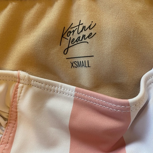 Kortni Jeane high waisted swimsuit bottoms. Pink & white striped ruffles. XS - Picture 4 of 7